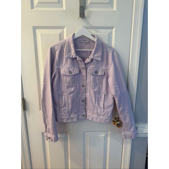 Free People Lavender Denim Jacket sz L EUC - Picture 1 of 8